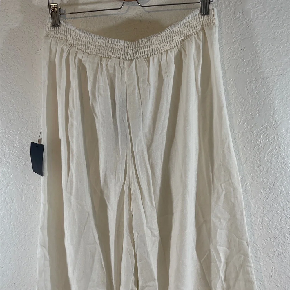 Lulus White Linen Blend with Bow Belted High-Waisted Wide-Leg Pants Size XL NEW - Picture 5 of 9